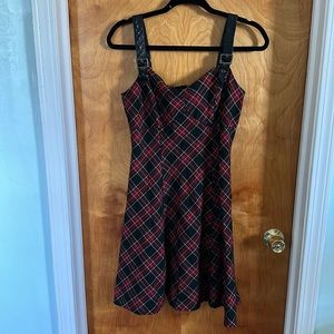 Hot topic plaid skater dress leather buckle straps